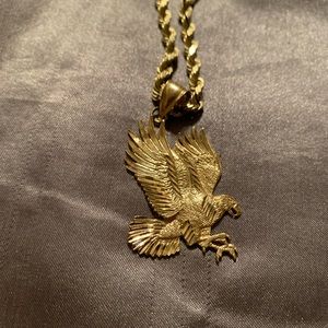 14k solid gold diamond cut necklace with pendant